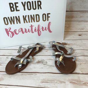 Mossimo Silver Flat Strappy Sandals